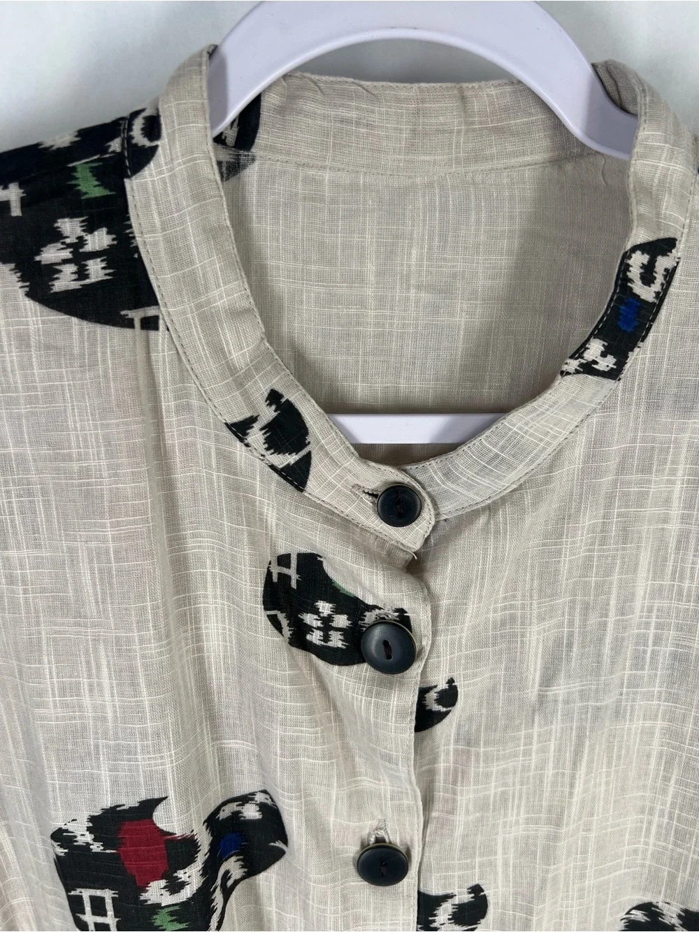 Mona Lisa 100% Cotton Abstract Print Ruffle Hem Pocket Tunic Top